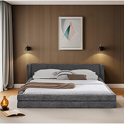 Avis STILVORA Lit double 140/200 cm gris foncé en chenille avec tête de lit ergonomique