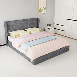 Avis STILVORA Lit rembourré 160/200 cm gris en tissu avec coffre relevable