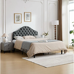 Avis STILVORA Lit simple 140/200 cm gris en velours avec tête de lit réglable