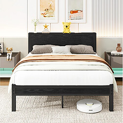 Avis STILVORA Lit 140/200 cm noir en MDF et métal avec tête de lit de rangement