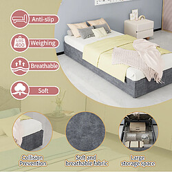 STILVORA Cadre de lit 90/200 cm gris en tissu et métal avec vérin à gaz pas cher