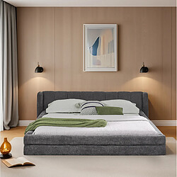 Avis STILVORA Lit double 160/200 cm gris foncé en chenille avec tête de lit matelassée