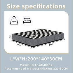 Acheter STILVORA Lit 140/200 cm gris en tissu avec structure stable et montage facile