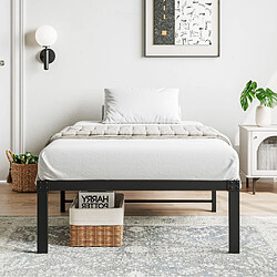 Avis STILVORA Cadre de lit 90/200 cm noir en métal avec tête de lit et rangement