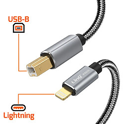Avis LinQ Câble Lightning vers USB-B pour Imprimante en Nylon Tressé 3m Gris