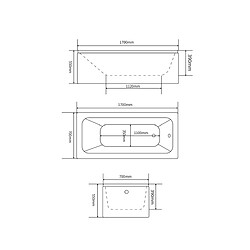 Otitec Baignoire MODAN - 170 x 70 cm - Angle gauche - Blanc pas cher