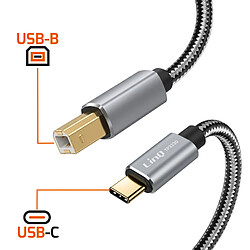 Avis LinQ Câble USB-C vers USB-B 2.0 480Mbps pour Imprimante en Nylon tressé 3m Gris