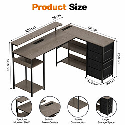 ByteLike Bureau d'ordinateur en L gris pour gaming et maison pas cher