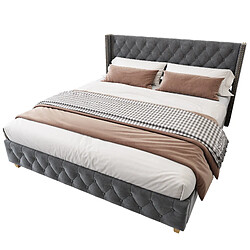 HAUSS SPOLE Lit double 180x200 cm - Lit classique - Gris clair pas cher