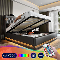 Avis HAUSS SPOLE Lit coffre 160x200 cm - Lit rangement - Noir