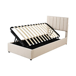 HAUSS SPOLE Lit coffre 90x200 cm - Design moderne avec LED - Beige pas cher