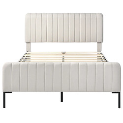 HAUSS SPOLE Lit double 160x200 cm - Tête capitonnée - Beige pas cher