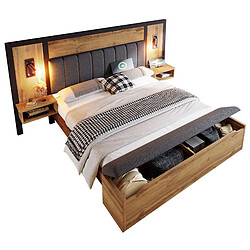 HAUSS SPOLE Lit avec rangement 160 x 200 cm - Lit double - Chêne pas cher