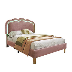 HAUSS SPOLE Lit simple 90x190 cm Lit tête LED - Rose pas cher