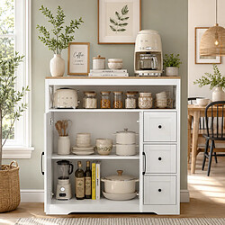 Avis MEXUS Buffet 100x40x105 cm, Meuble de Rangement avec 2 Tiroirs, 2 Portes, Étagère Réglable, Blanc