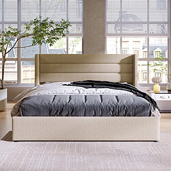 Avis HAUSS SPOLE Lit coffre 140x200 cm Lit capitonné - Beige