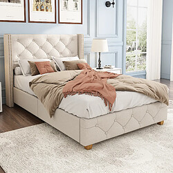 Avis HAUSS SPOLE Lit simple 90x200 cm Lit rembourré - Beige