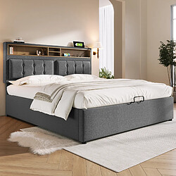 Avis HAUSS SPOLE Lit coffre 140x200 cm Lit simple - Gris