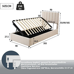 Acheter HAUSS SPOLE Lit coffre 90x200 cm - Design moderne avec LED - Beige