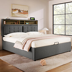 Avis HAUSS SPOLE Lit coffre 160 x 200 cm - Lit double - Gris