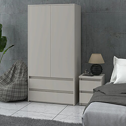 Acheter Stiv-Meubles Armoire Dressing Moderne 90 cm - 2 Portes, 2 Tiroirs, Cachemire / Beige
