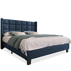 HAUSS SPOLE Lit double 140x200 cm Lit capitonné - Bleu pas cher
