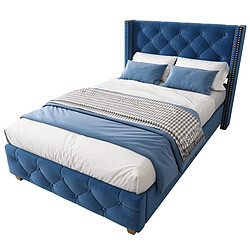 HAUSS SPOLE Lit simple 90x200 cm Lit rembourré - Bleu pas cher