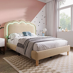Avis HAUSS SPOLE Lit simple 90x190 cm Lit tête LED - Beige