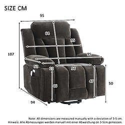MIVRAY Fauteuil relax releveur - massage 8 points chauffant - tissu marron pas cher