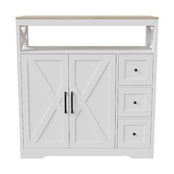 MEXUS Buffet 100x40x105 cm, Meuble de Rangement avec 2 Tiroirs, 2 Portes, Étagère Réglable, Blanc pas cher