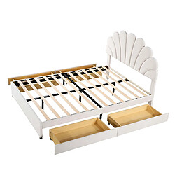 HAUSS SPOLE Lit avec rangement 140x200 cm - Lit capitonné - Beige pas cher
