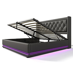 HAUSS SPOLE Lit coffre 160x200 cm - Lit rangement - Noir pas cher