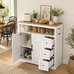 Acheter MEXUS Buffet 100x40x105 cm, Meuble de Rangement avec 2 Tiroirs, 2 Portes, Étagère Réglable, Blanc
