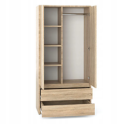 Avis Stiv-Meubles Armoire Dressing Moderne 90 cm - 2 Portes, 2 Tiroirs, Chêne Sonoma