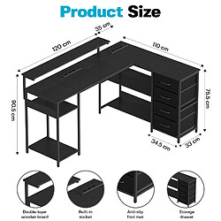 ByteLike Noir Bureau d'ordinateur en L pour gaming et maison pas cher