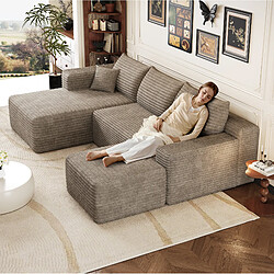 Avis STILVORA Canapé d’angle 241 cm camel en tissu côtelé sans montage