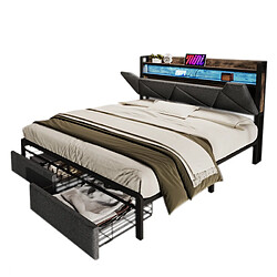 HAUSS SPOLE Lit avec rangement 140 x 200 cm Lit simple - Gris pas cher