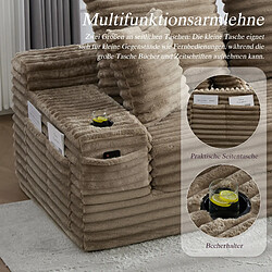 STILVORA Canapé-lit 273/98/87 cm kaki en velours côtelé avec poches et porte-gobelets pas cher