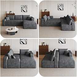 STILVORA Canapé d'angle 241 cm gris foncé en tissu côtelé sans montage pas cher