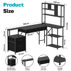 ByteLike Noir Bureau gaming en L grande taille pas cher