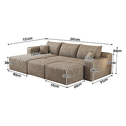 Acheter STILVORA Canapé d’angle 241 cm camel en tissu sans montage