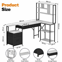 ByteLike Blanc Bureau gaming en L grande taille pas cher