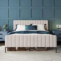Avis HAUSS SPOLE Lit double 160x200 cm - Tête capitonnée - Gris