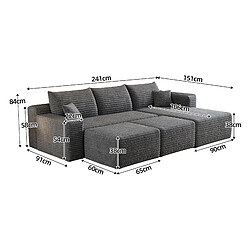 Acheter STILVORA Canapé d’angle 241 cm gris foncé en tissu sans montage
