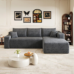 Avis STILVORA Canapé d'angle 241 cm gris foncé en tissu côtelé sans montage