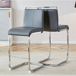 Avis MIVRAY Lot de 2 tabourets de bar 38,9x46,5x96,5 cm avec pieds en métal argenté, en PU, gris