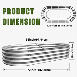 Acheter STILVORA Carré potager surélevé 182,9/91,5/30,5 cm argenté en métal lot de 2
