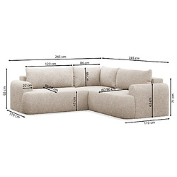Acheter Selsey OVO - Canapé d'angle Ovo – velours côtelé beige clair universel avec coffre