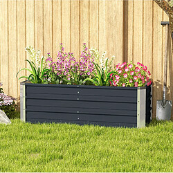 Avis STILVORA Carré potager surélevé 125/47/40 cm gris en acier à fond ouvert