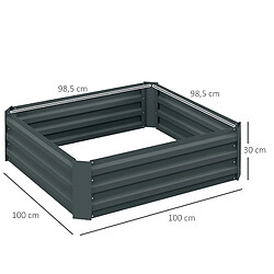 Avis STILVORA Carré potager 100/100/30 cm gris foncé en acier lot de 2 pour extérieur